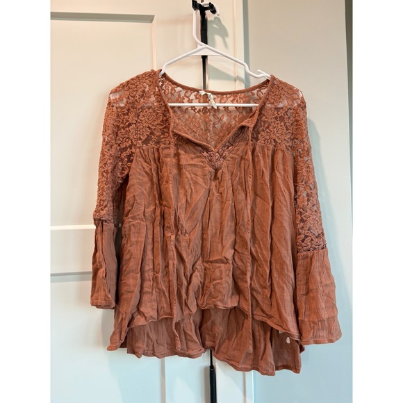Mudd Tops - Mudd Lace Trim Tunic Top Boho Peasant Blouse